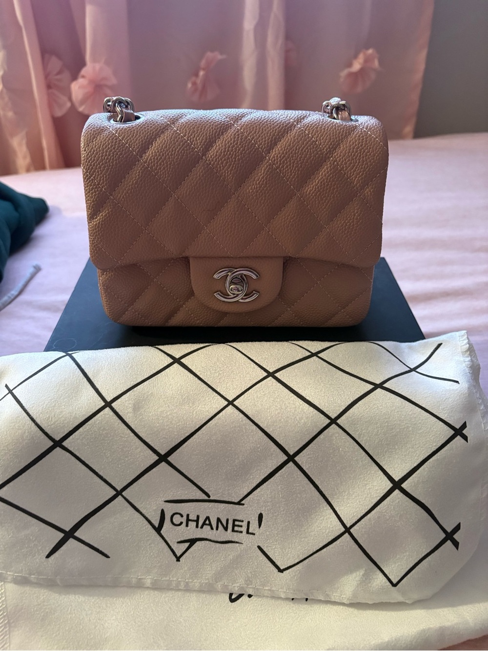 CC Quilted Mini Flap Bag in Dusty Pink